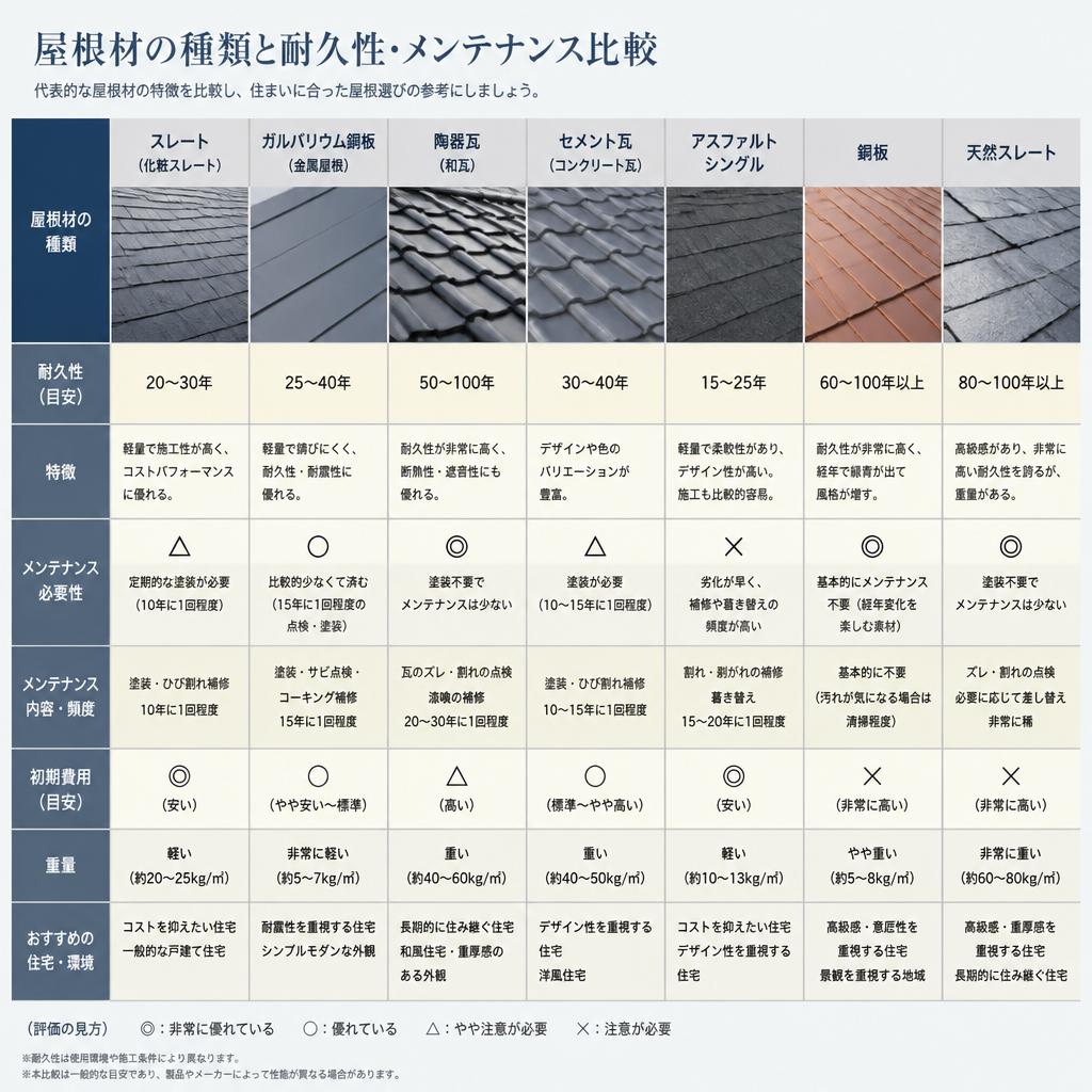 屋根材の種類と特徴