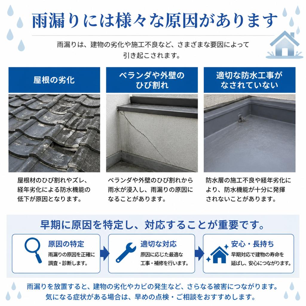 主な雨漏りの原因